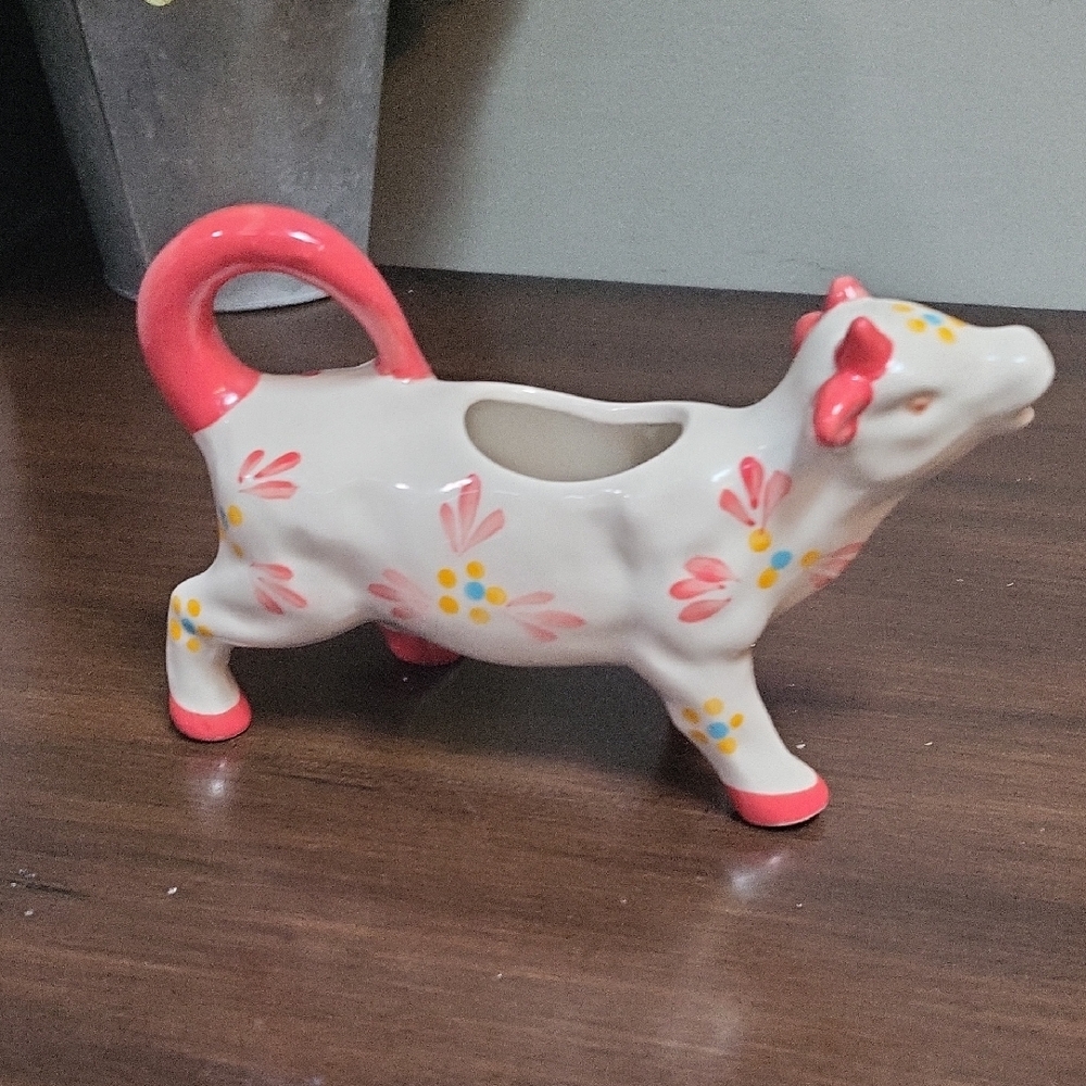 Temp-tations Ceramic Cow Creamer with Floral Design
